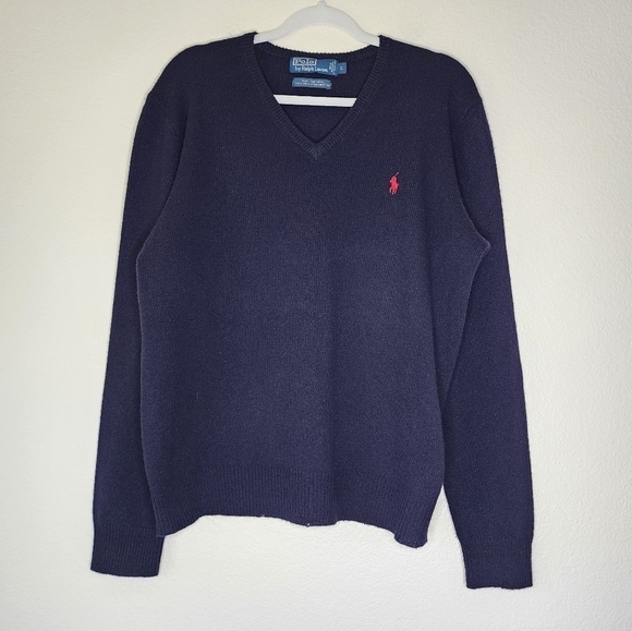 Polo Ralph Lauren Navy Wool Pullover Sweater L - Picture 2 of 7